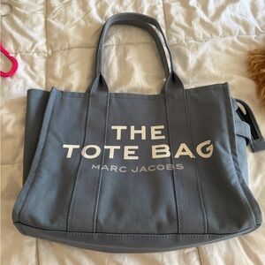 Marc Jacobs Canvas Large Tote Bag in Steel Blue with White Logo